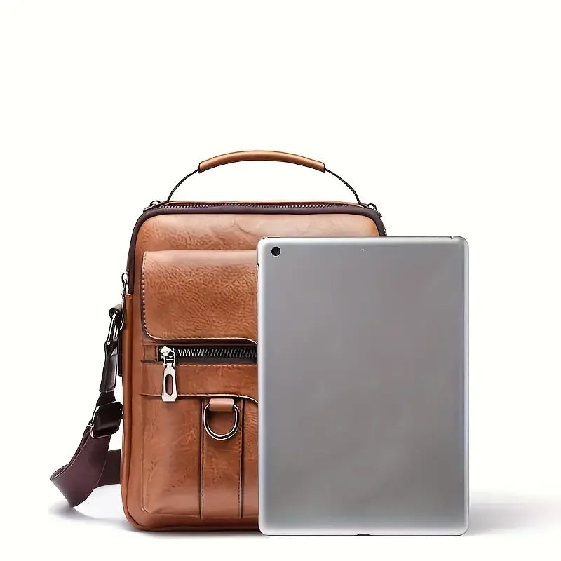 Kompakte PU-Leder Messenger-Tasche mit gepolstertem Tabletfach