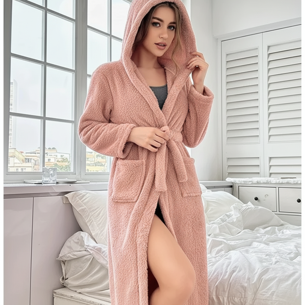 Kapuzenbademantel isolierend warm Taschen Winter