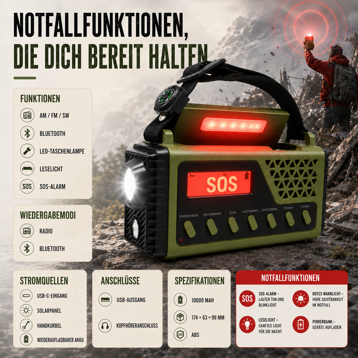 Camp Basel | Crankonix Handkurbel-Notfallradio