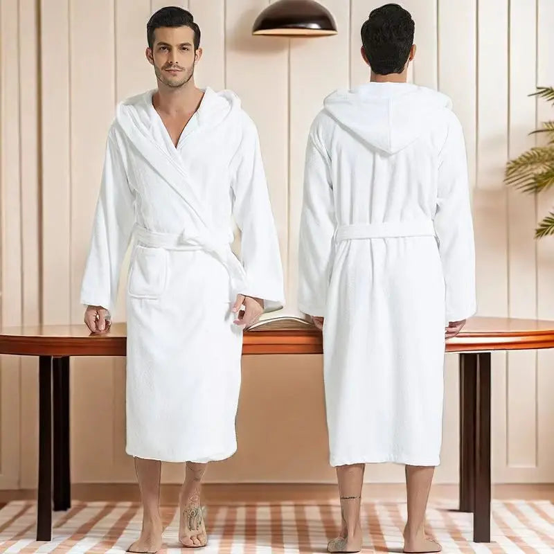 Langer Kapuzen-Bademantel große Größen saugfähig warm geräumig