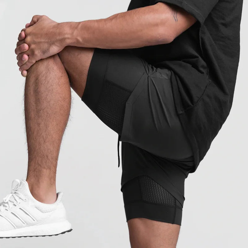 Herren-Laufshorts 2-in-1 atmungsaktiv mit Doppelschicht-Konstruktion