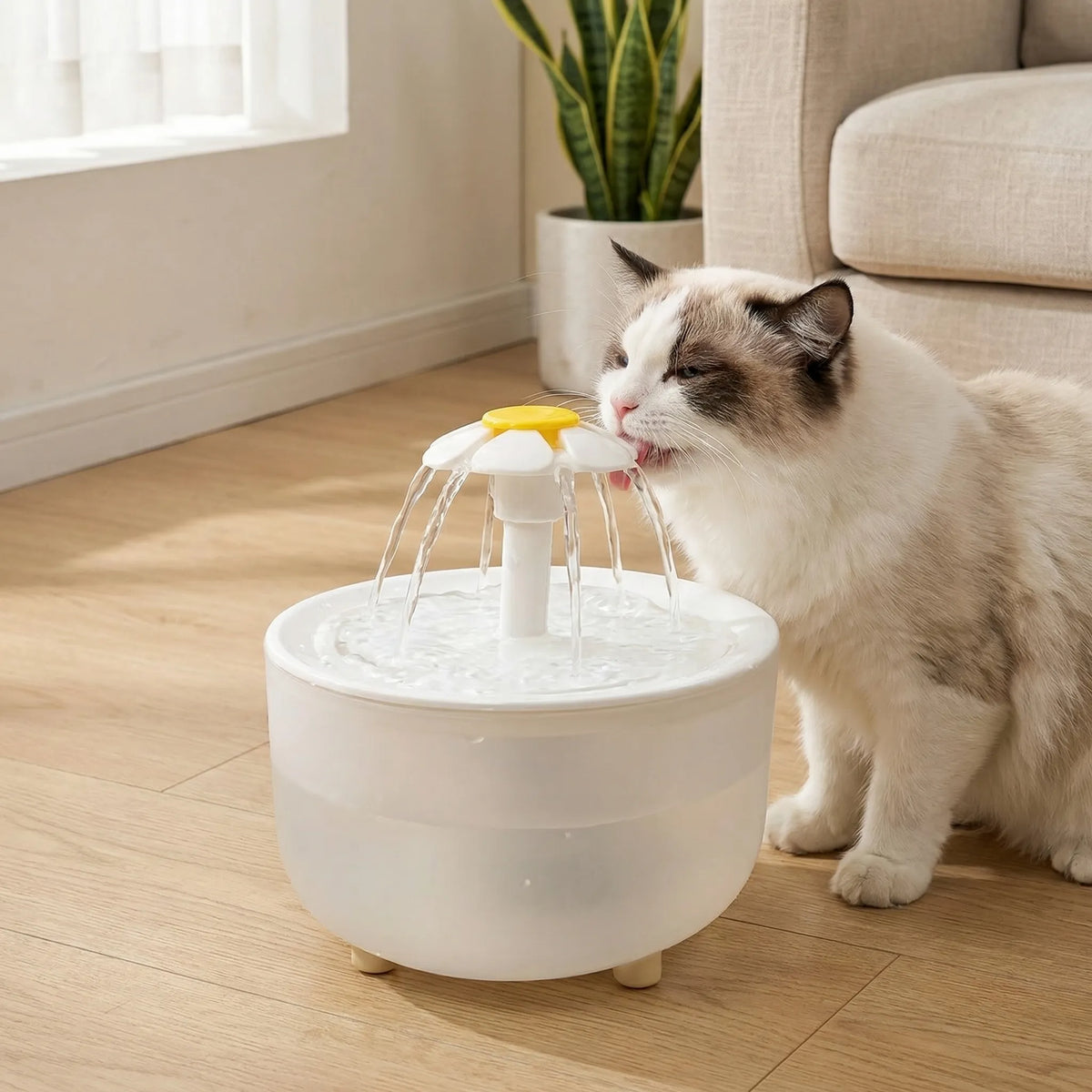 Elektrischer Katzenbrunnen mit Filter, Kaskadenauslauf und 1.2 Liter Fassungsvermögen