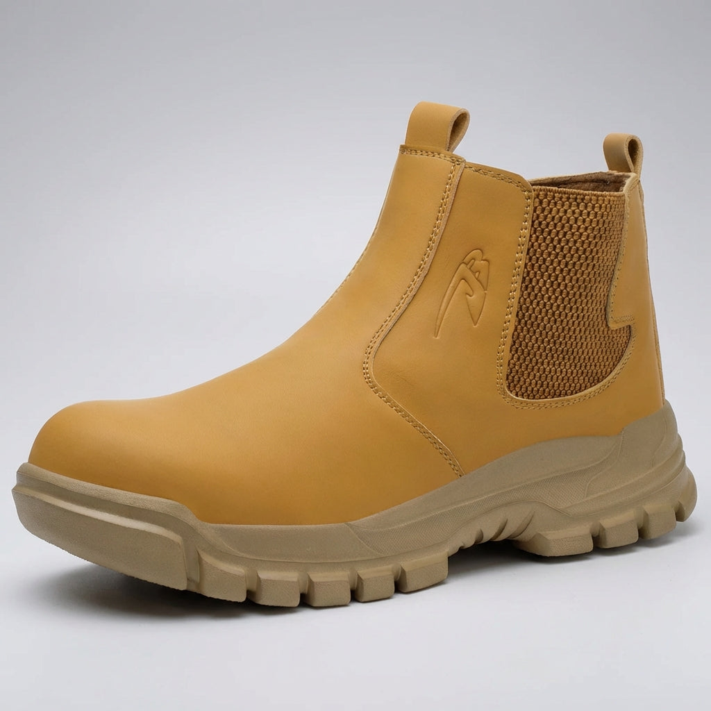 Hochschaftiger Sicherheitsstiefel mit verstärkter Schutzkappe und rutschfester Sohle