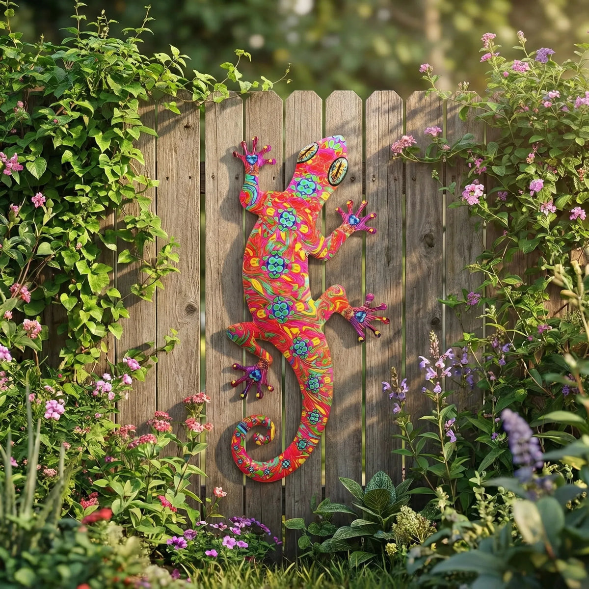 Gecko-Wandskulptur mit lebendiger bemalter Oberflächenfinish