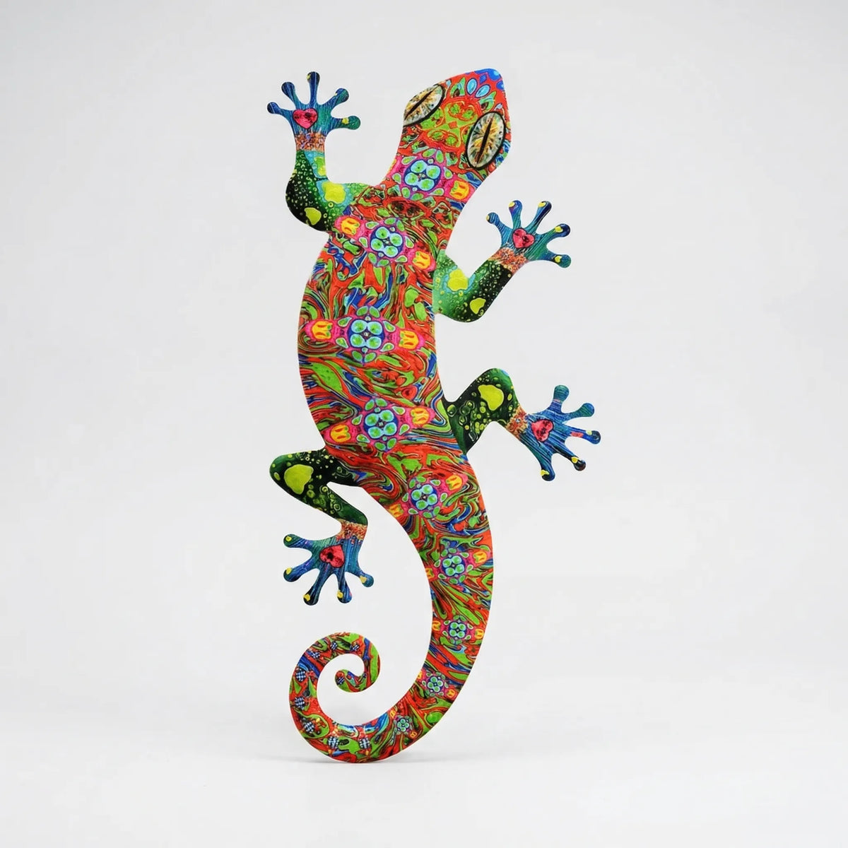 Gecko-Wandskulptur mit lebendiger bemalter Oberflächenfinish
