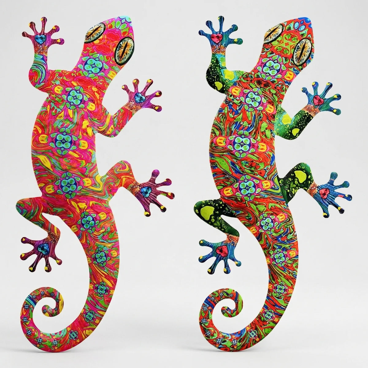 Gecko-Wandskulptur mit lebendiger bemalter Oberflächenfinish