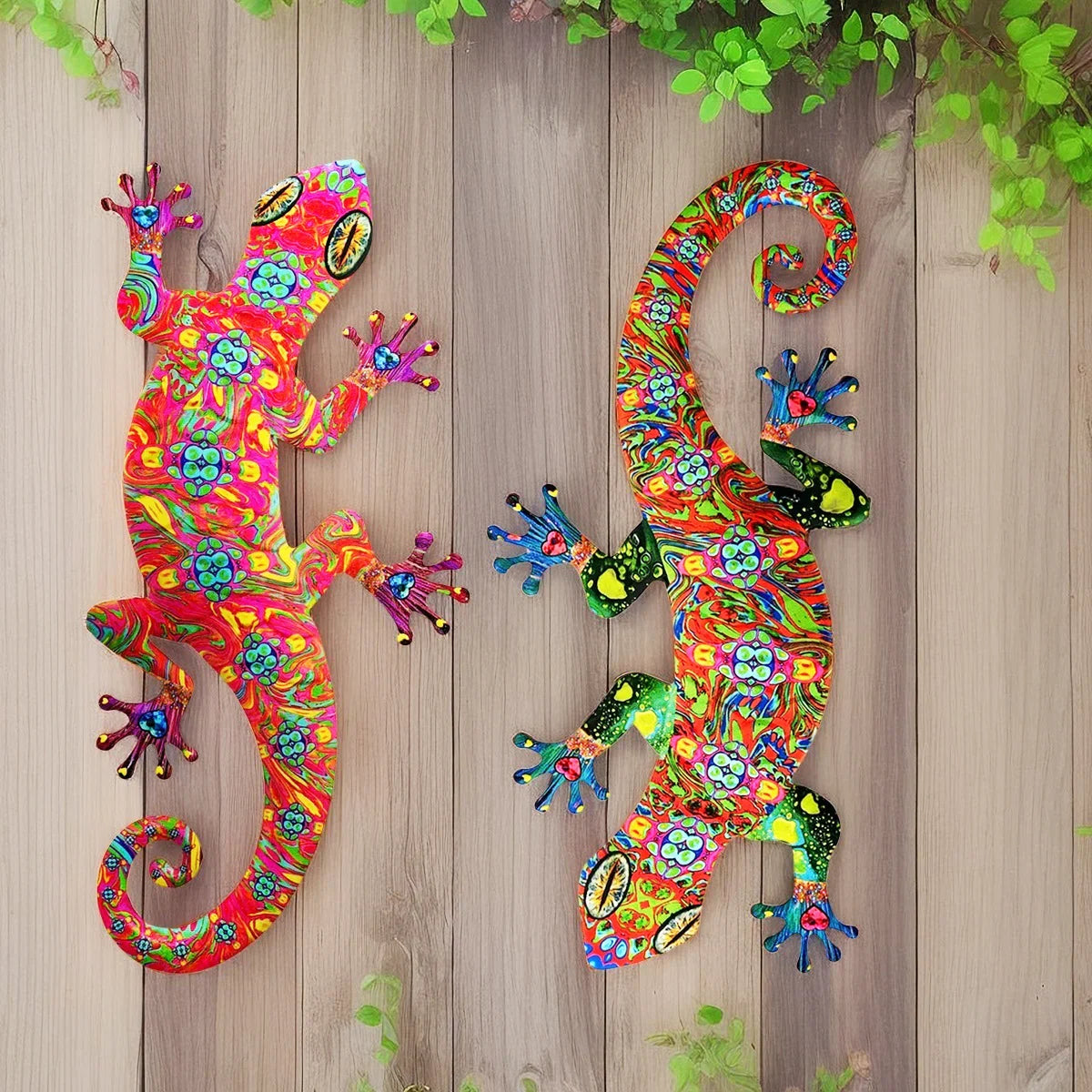 Gecko-Wandskulptur mit lebendiger bemalter Oberflächenfinish