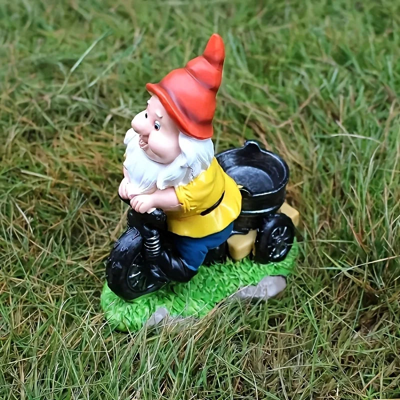 Gartenzwerg-Figur Dreirad Blumenkübel wetterfest detailreich
