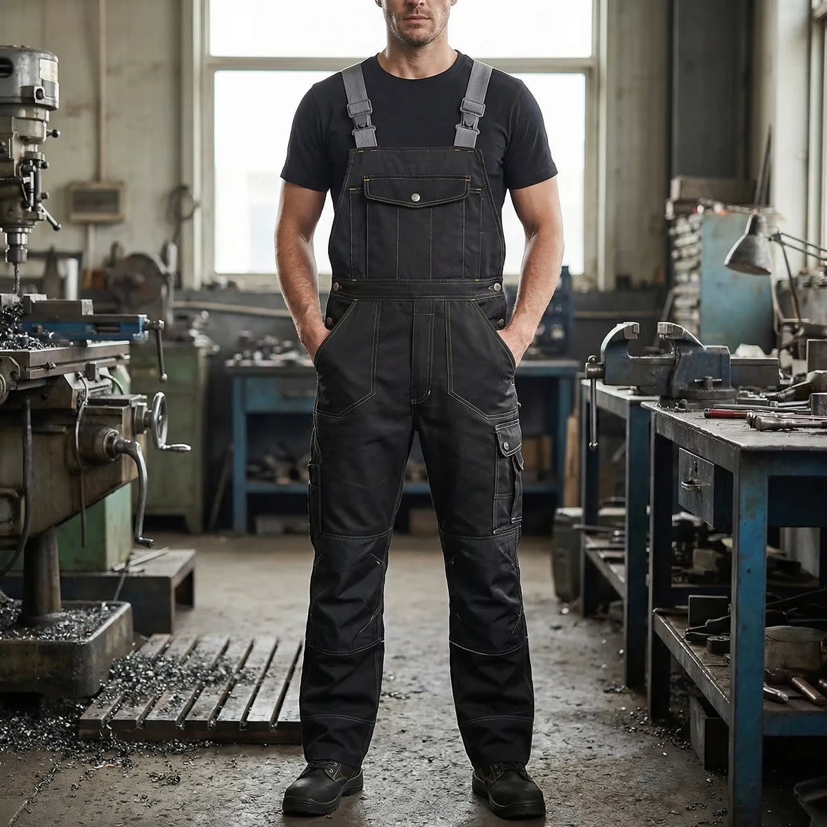 Herren-Arbeitslatzhose mit Cargo-Taschen verstärkte Nähte Handwerk