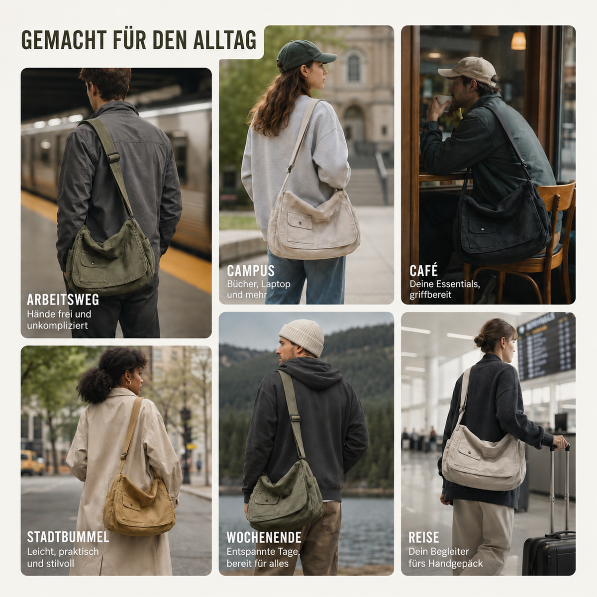 Camp Basel | Große Canvas Messenger Tasche