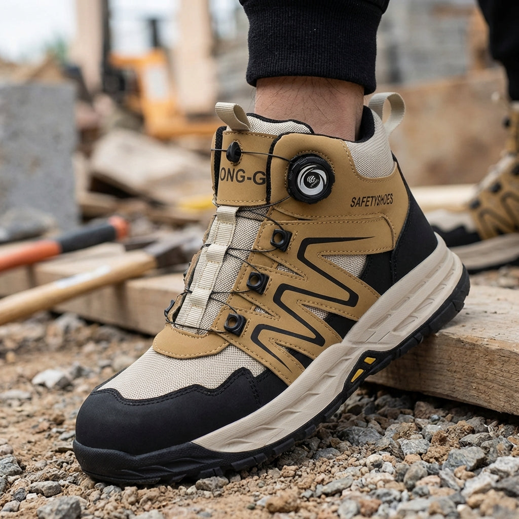 Hochschaftiger Sicherheitsstiefel mit Zehenschutz und rutschfester Sohle