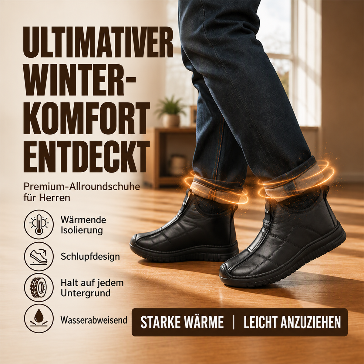 Camp Basel | Herren Plüschgefütterte Rutschfeste Wanderschuhe