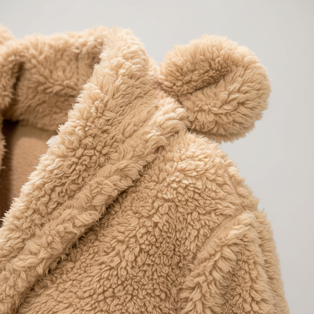Kapuzen-Bademantel knielang doppelseitiges Fleece warm gemütlich