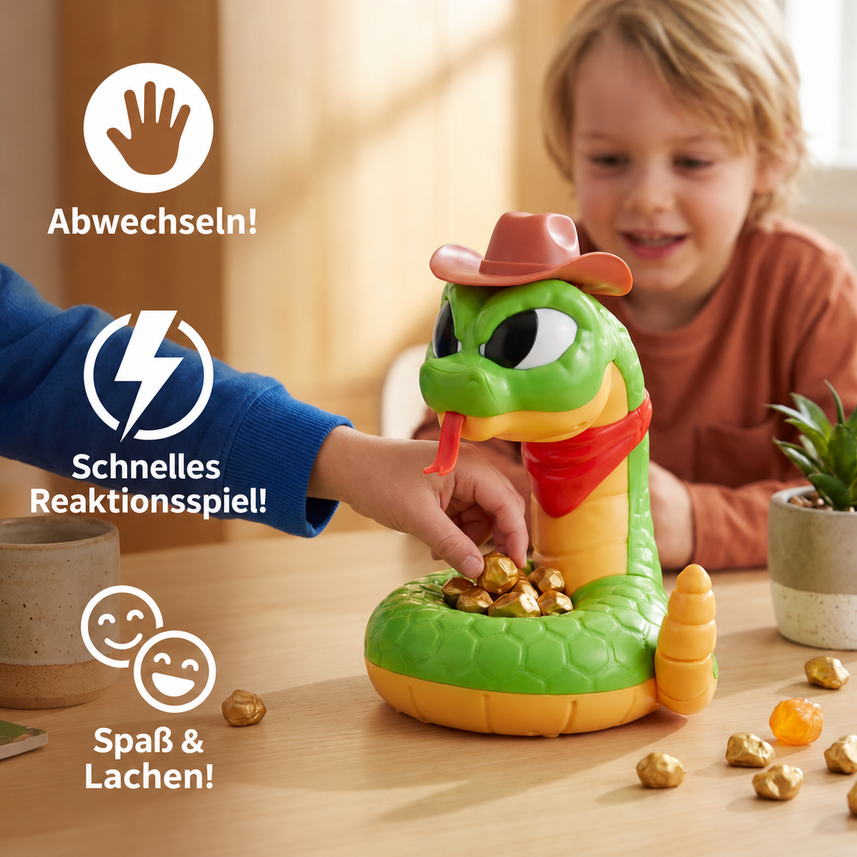 Camp Basel | Interaktives Klapperschlangen-Spielzeug – Spannendes Reaktionsspiel für Kinder