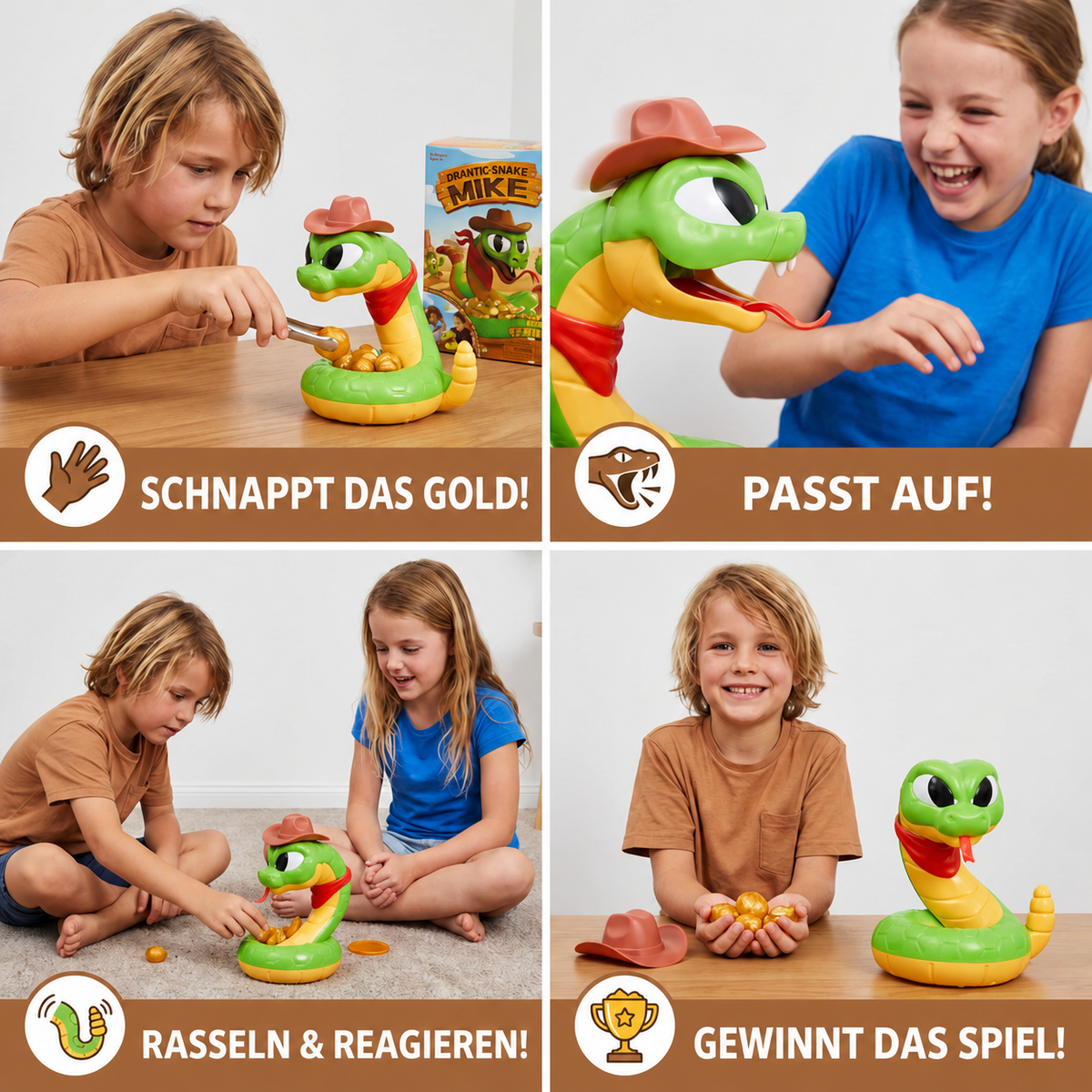 Camp Basel | Interaktives Klapperschlangen-Spielzeug – Spannendes Reaktionsspiel für Kinder