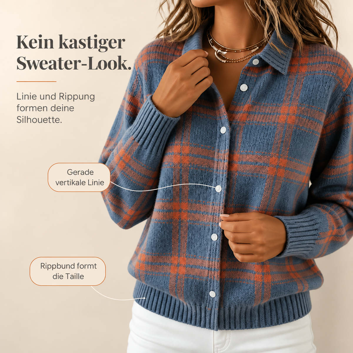 Camp Basel | Karierte Strickjacke mit Hemskragen