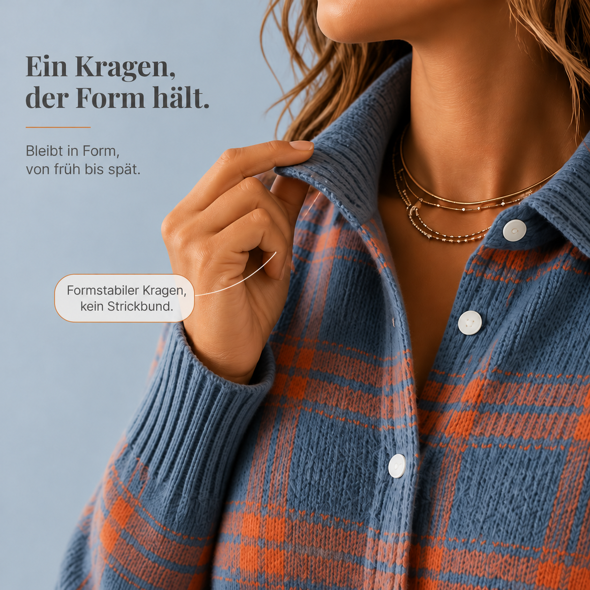 Camp Basel | Karierte Strickjacke mit Hemskragen