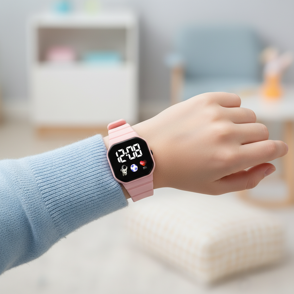 Digitale Kinderuhr mit LED-Anzeige und weichem Silikonarmband