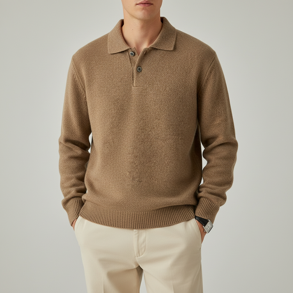 Herren Polokragen-Pullover mit lockerer Passform und Polokragen