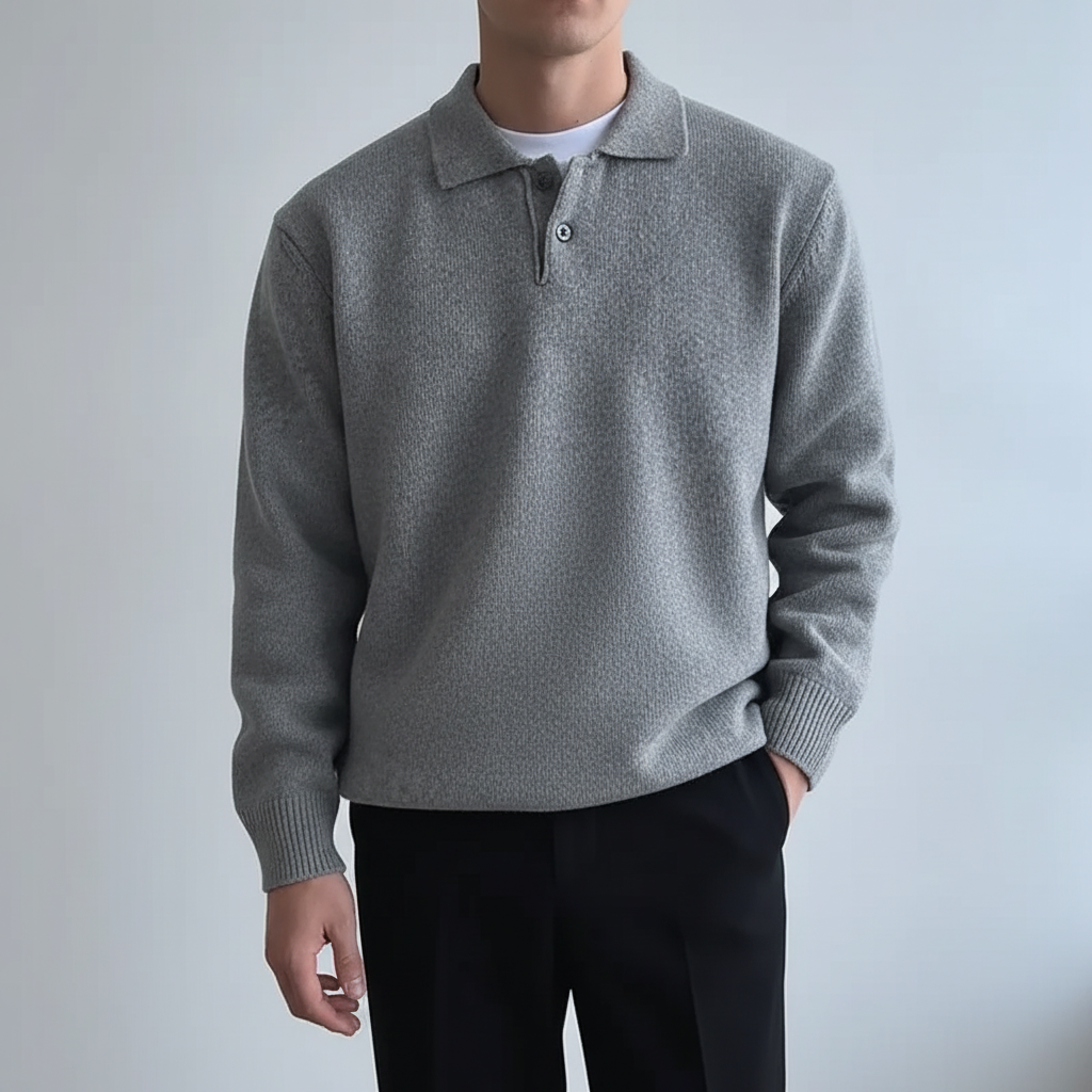 Herren Polokragen-Pullover mit lockerer Passform und Polokragen