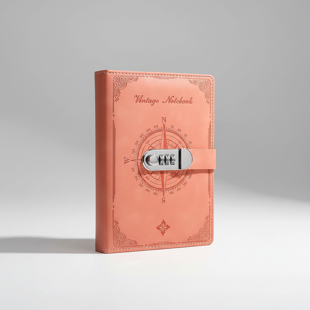 A5 Sperrtagebuch mit liniierten Seiten und Kombinationsschloss Retro-Einband