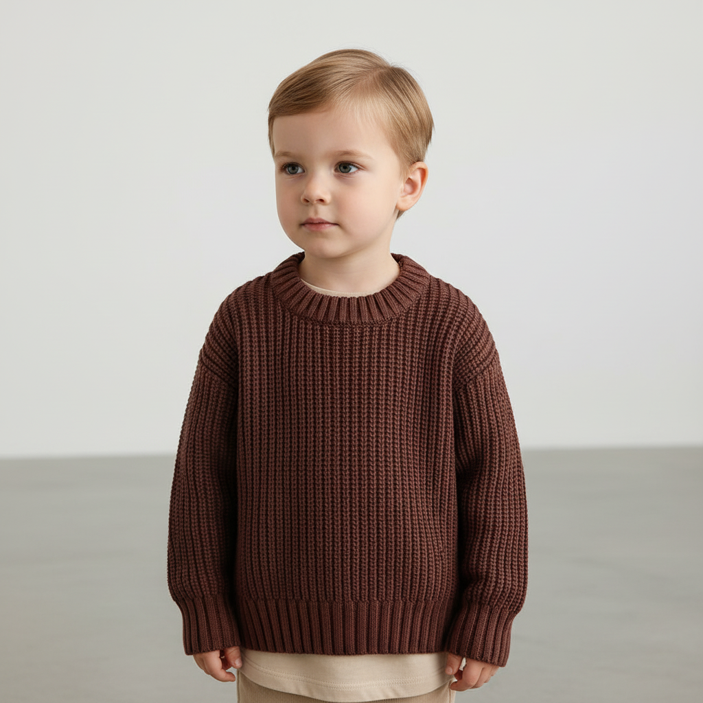 Weicher Baby-Strickpullover mit langen Ärmeln und Rundhalsausschnitt