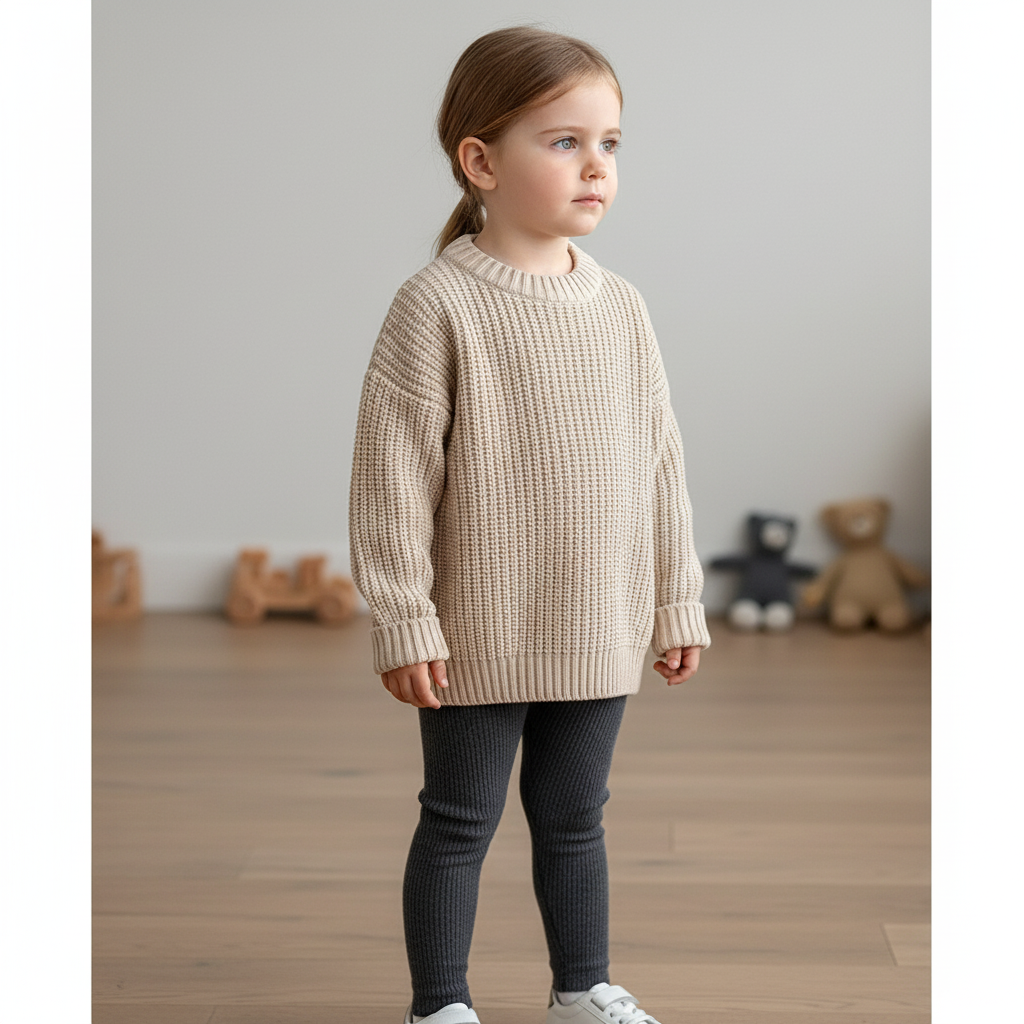 Weicher Baby-Strickpullover mit langen Ärmeln und Rundhalsausschnitt