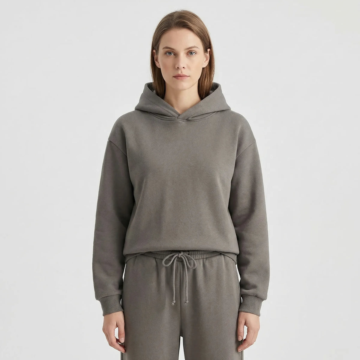 Damen Kapuzenpullover und weite Hosen mit Fleece-Futter, entspannte Passform