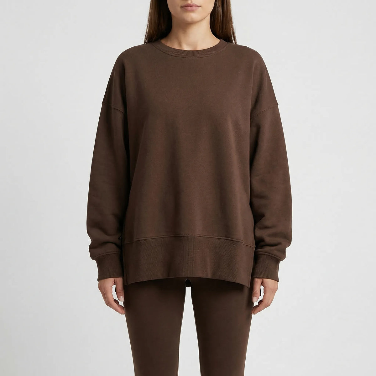Übergroßer Sweatshirt mit schlanker gerippter Hose Loungewear-Set