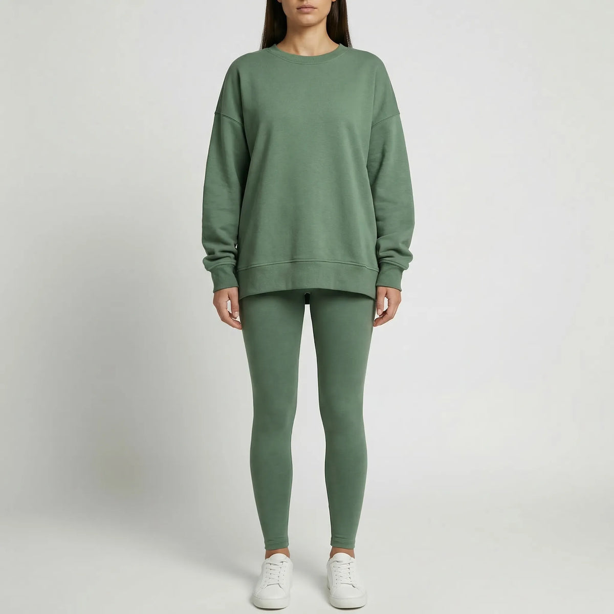 Übergroßer Sweatshirt mit schlanker gerippter Hose Loungewear-Set