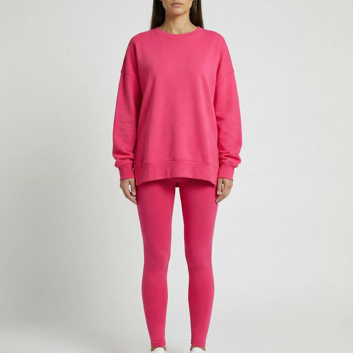 Übergroßer Sweatshirt mit schlanker gerippter Hose Loungewear-Set