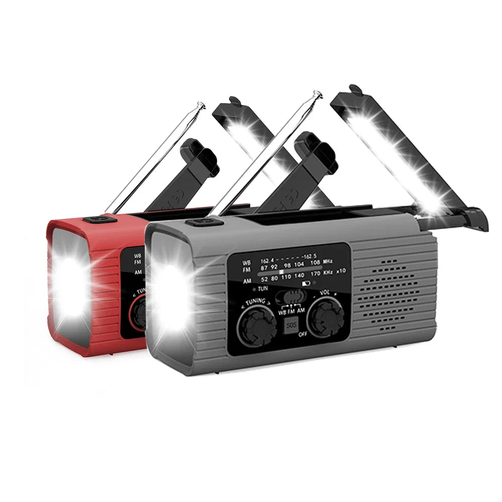 Notfallradio mit Handkurbel, LED-Licht und USB-Ladung