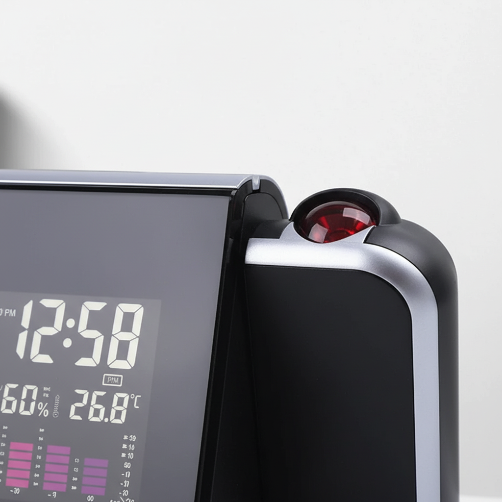 LED-Projektionswecker mit drehbarem Kopf und Farbdisplay