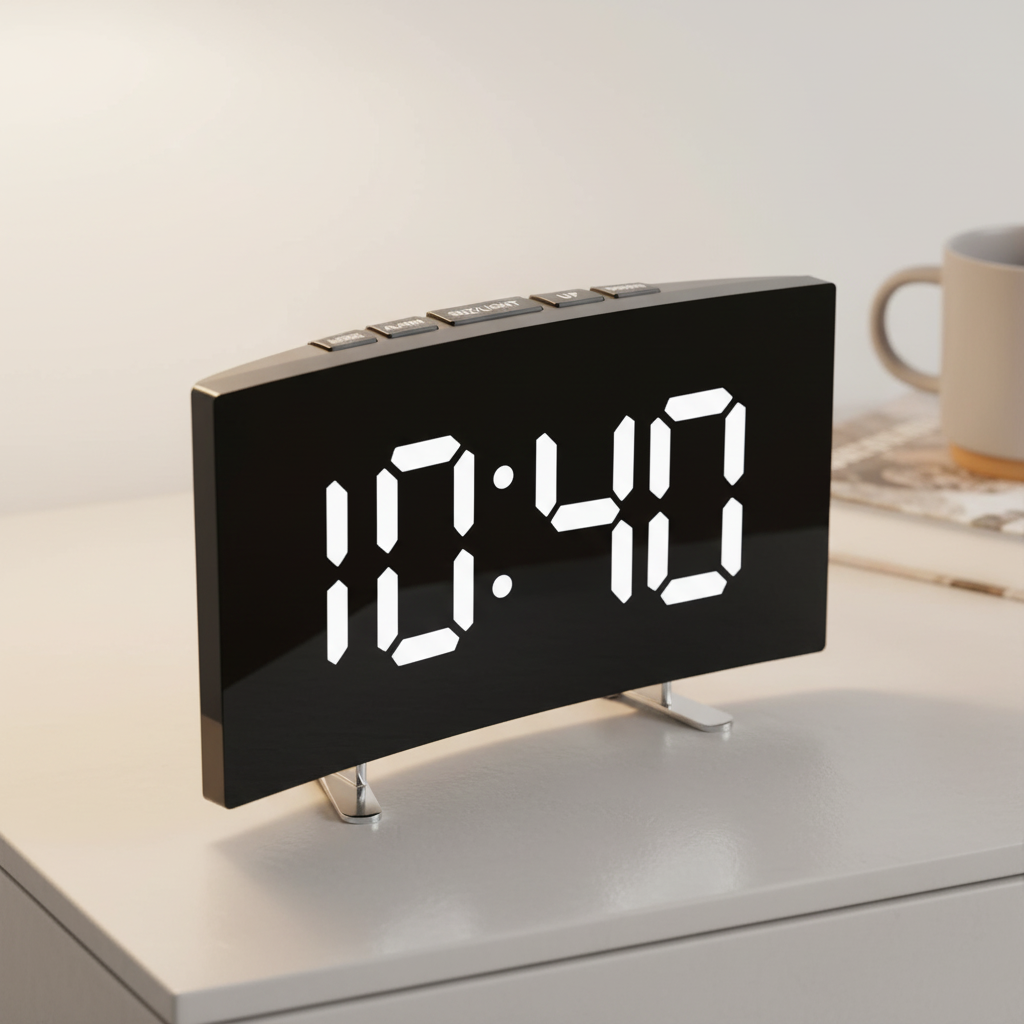 LED-Spiegeluhr mit großem weißen Display und Kalender-Funktion