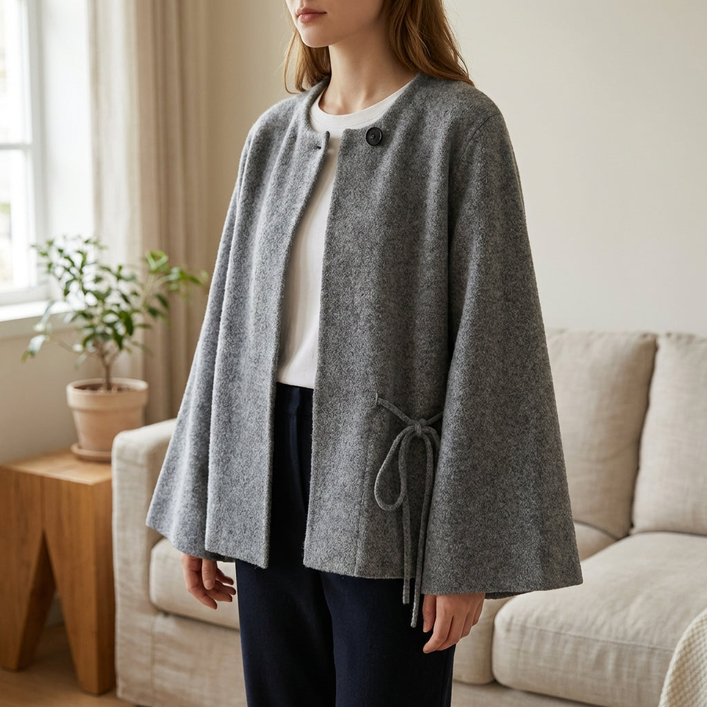 Kimono-Strickjacke mit offenen Ärmeln, weich strukturiert, Winterschicht