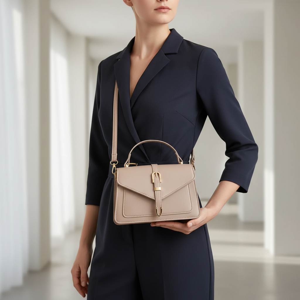 Minimalistische Crossbody-Tasche mit Tragegriff aus PU-Leder