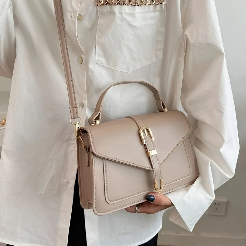 Minimalistische Crossbody-Tasche mit Tragegriff aus PU-Leder