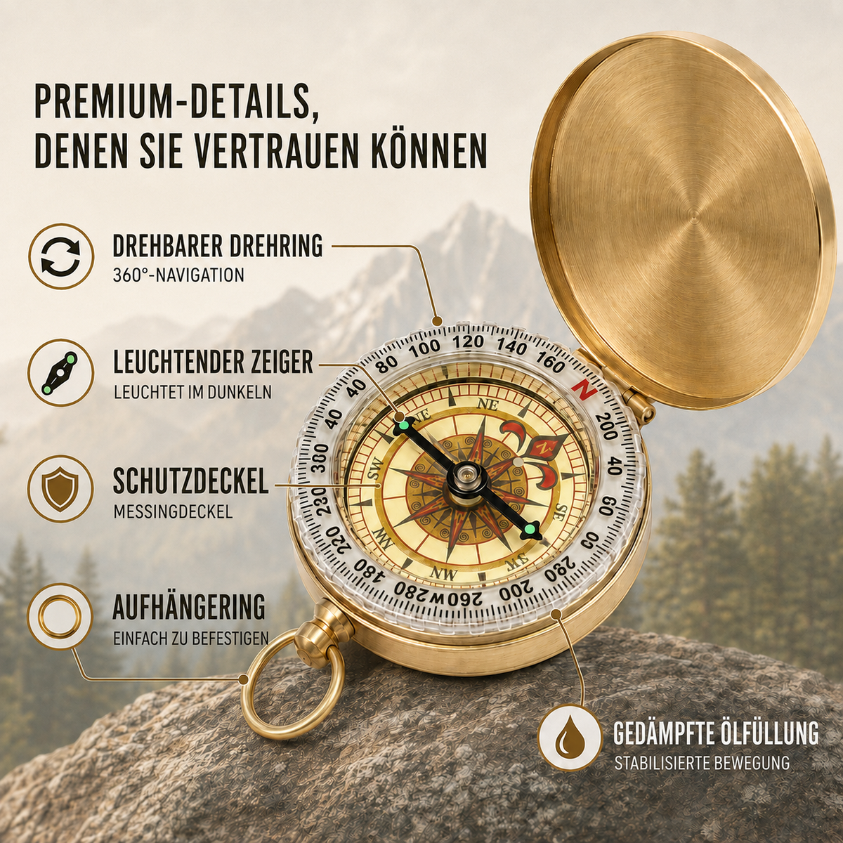 Camp Basel | Navara Taschenkompasses mit Schutzdeckel