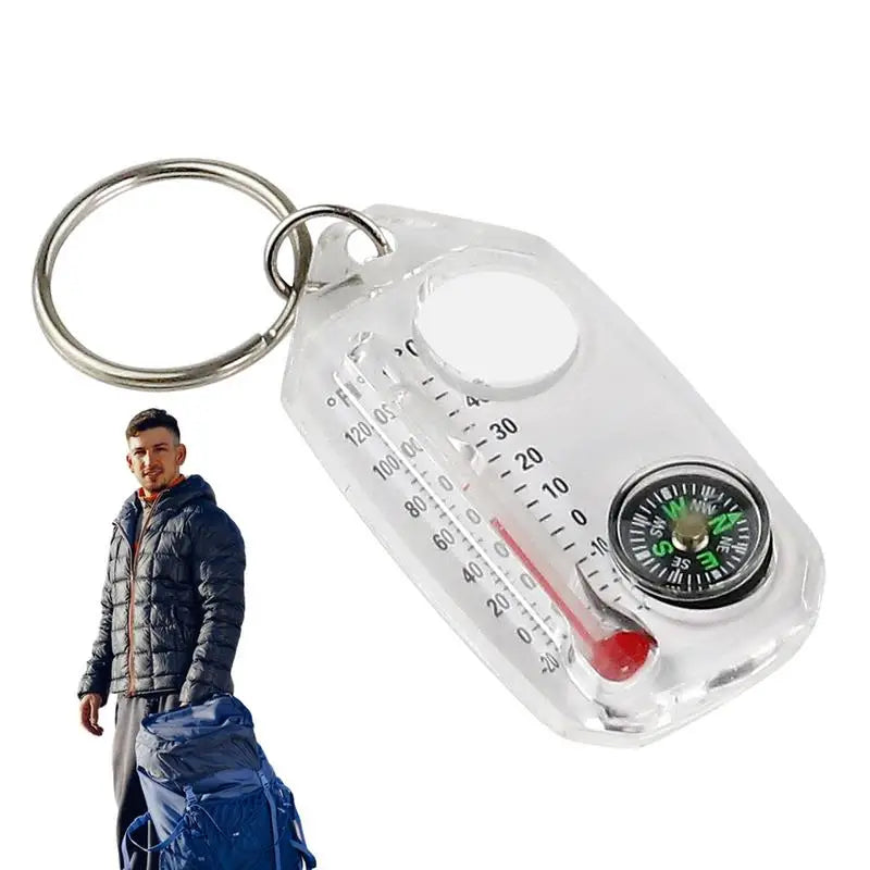 Kompakter Kompass Schlüsselbund mit integriertem Thermometer