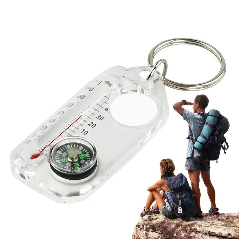 Kompakter Kompass Schlüsselbund mit integriertem Thermometer