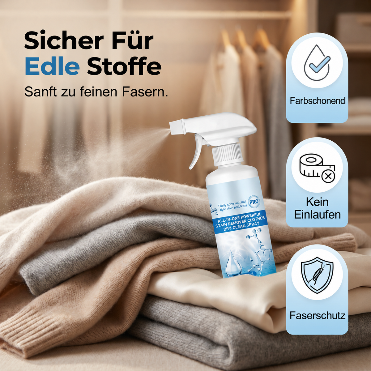 Camp Basel | Nichtionisches Wäsche-Emulgier-Spray Fleckenvorbehandlungsspray für Kleidung Sanfter Fleckenentferner Wäschehilfe