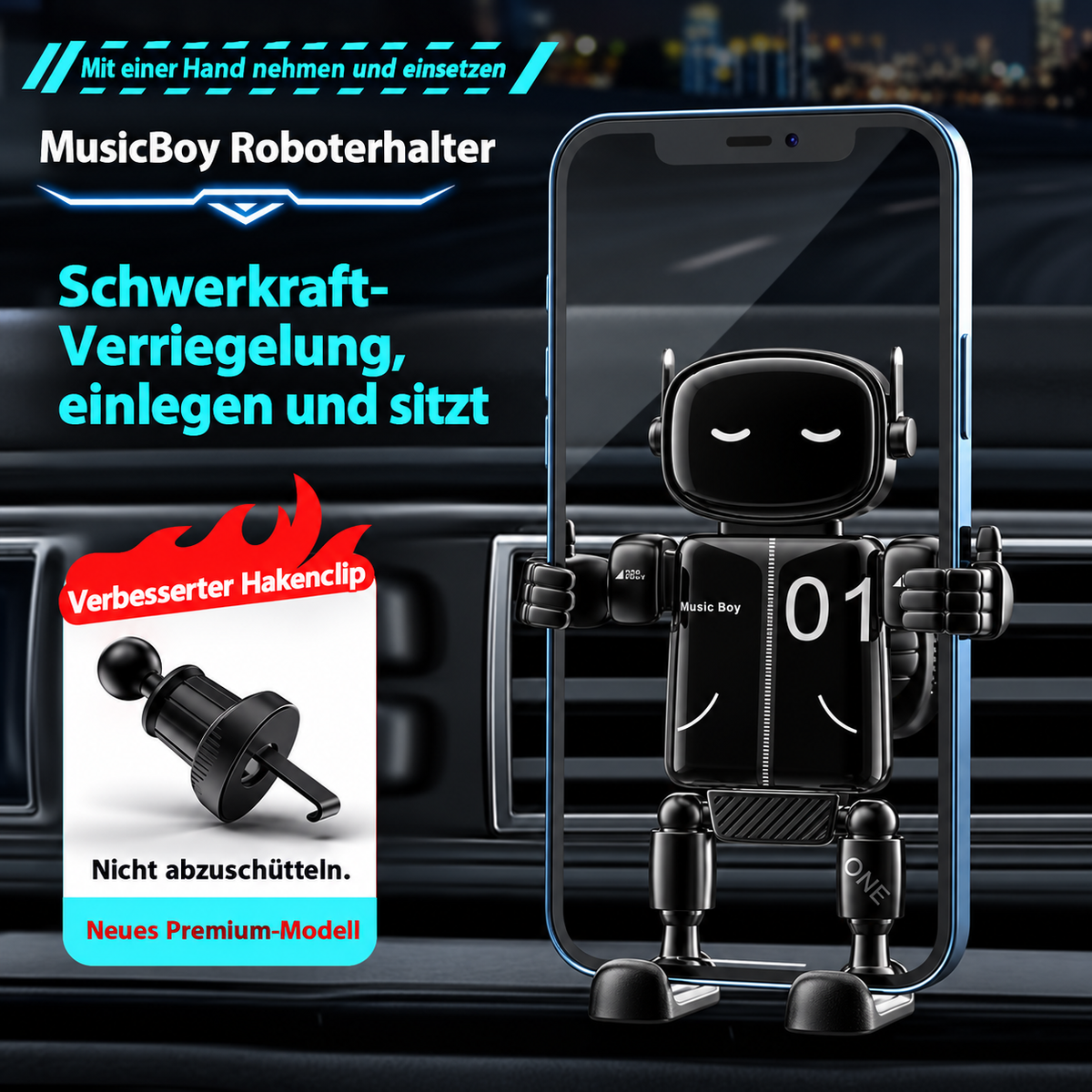 Camp Basel | Niedlicher Roboter Schwerkraft Auto Handyhalterung