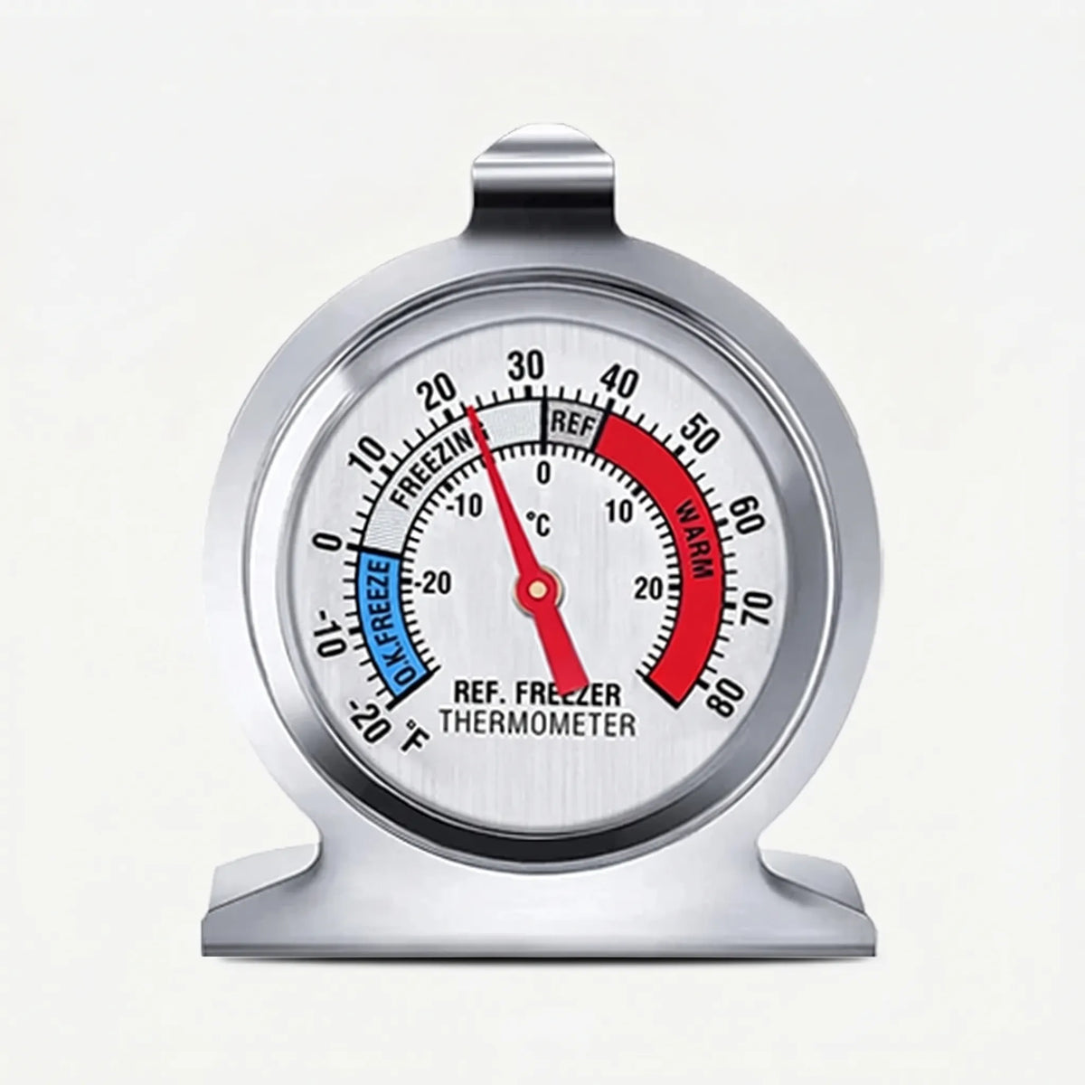 Analoges Ofenthermometer mit farbcodierten Temperaturzonen und breiter Basis