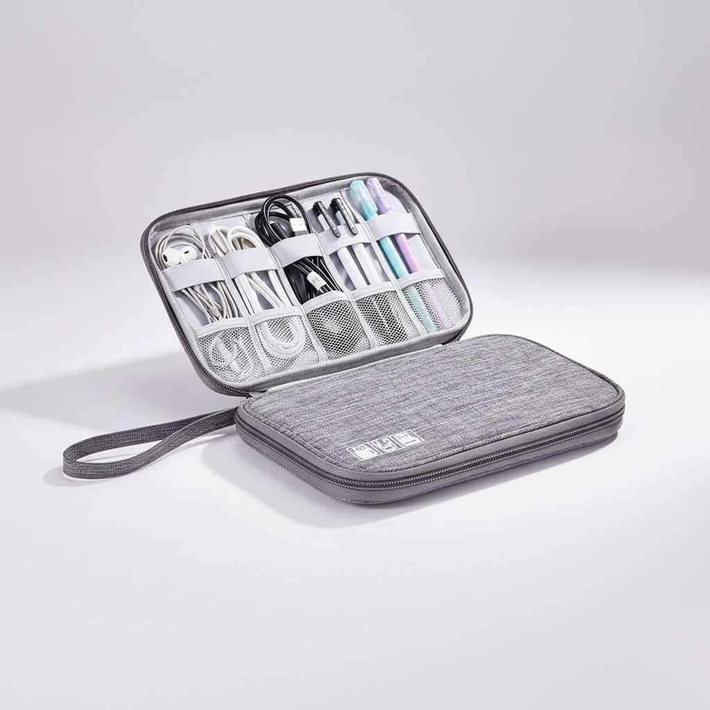 Elektronik-Organizer Oxford-Stoff mit elastischen Kabelschlaufen und Mesh-Taschen