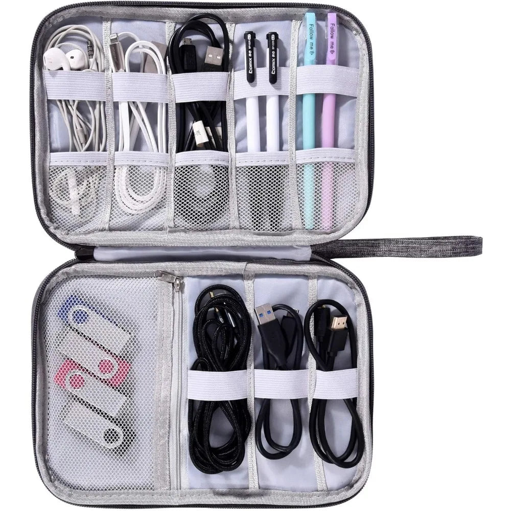 Elektronik-Organizer Oxford-Stoff mit elastischen Kabelschlaufen und Mesh-Taschen
