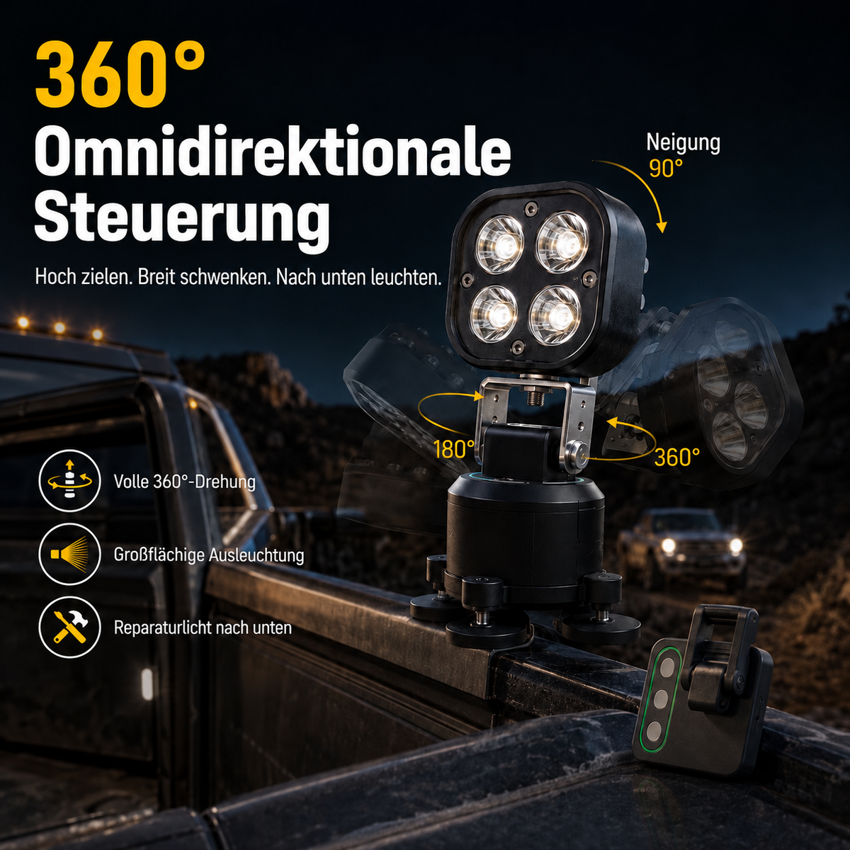 Camp Basel | Omnidirektionales 360-Grad-Drehung LED-Pod-Licht