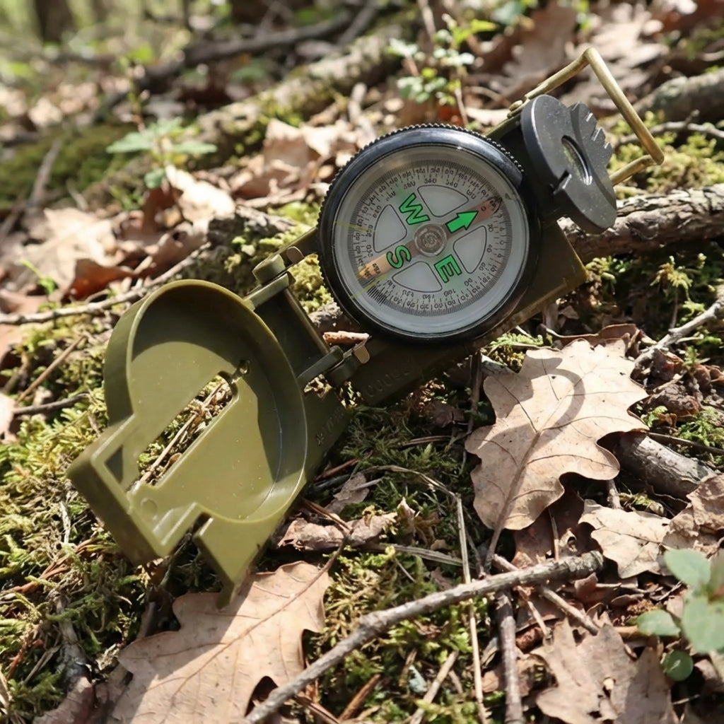 Feldkompass Linsensicht mit Phosphorzifferblatt rutschfest Wandern