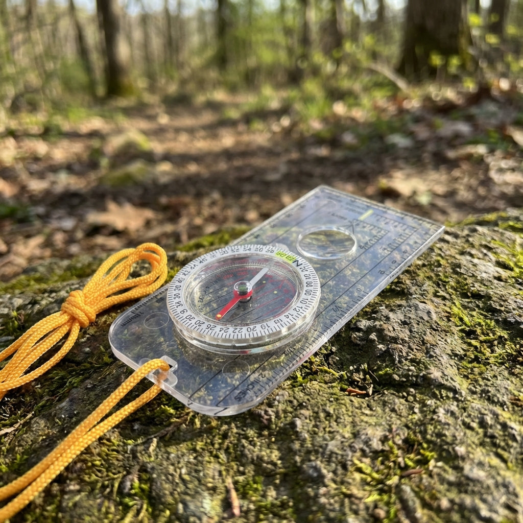 Basisplattenkompasse mit Lineal und Lupe für Kartenmessungen