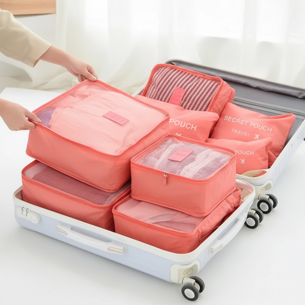 Wasserdichte Packwürfel-Set mit Mesh-Einsätzen für Reisegepäck
