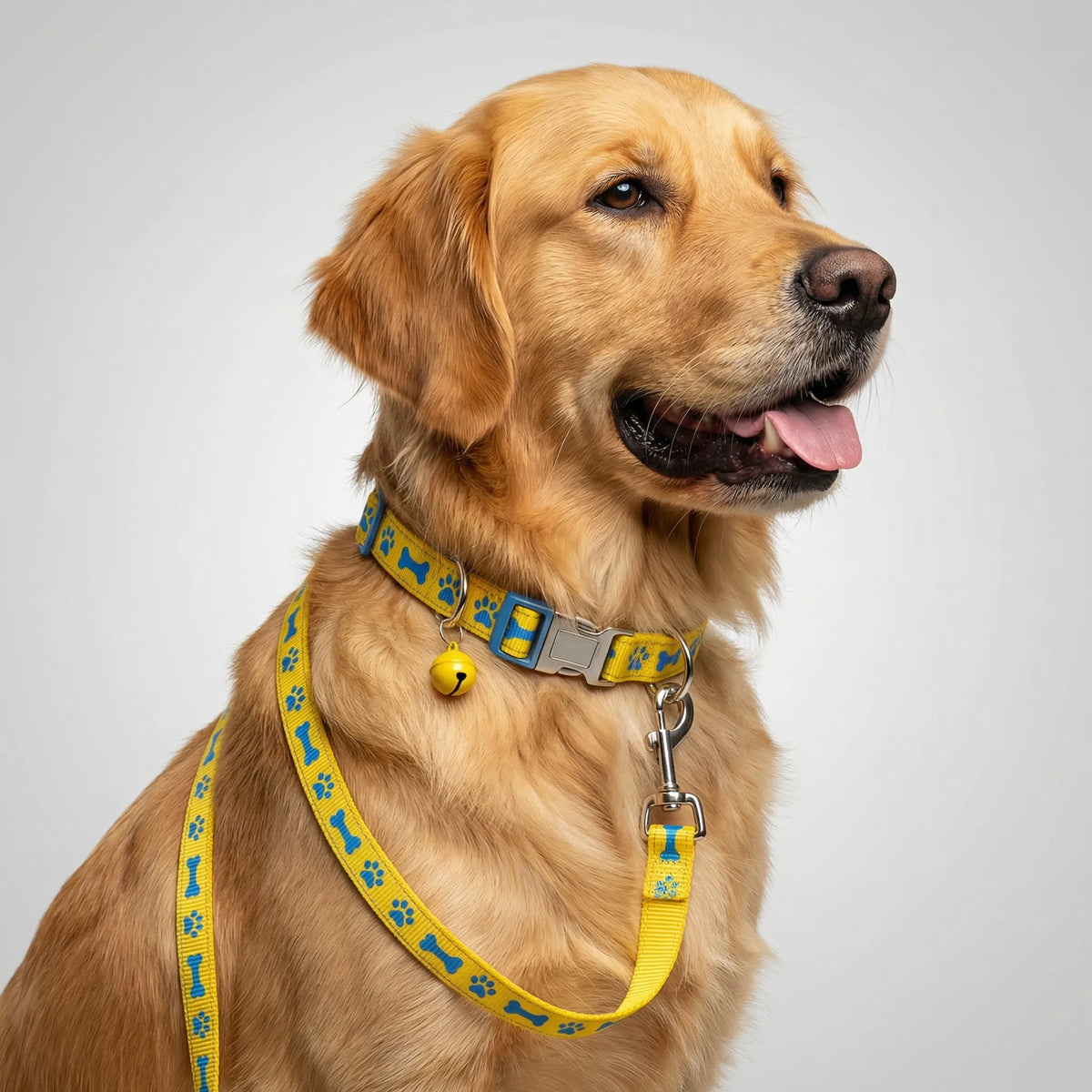 Verstellbares Halsband- und Leinen-Set für kleine Hunde und Katzen mit Pfotenmuster